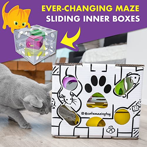 Cat Amazing Sliders – Cat Puzzle Toy for Indoor Cats – Cat Treat Puzzle Box – Interactive Treat Maze – Cat Enrichment Feeder – Food Puzzle – Best Cat Toy Ever!