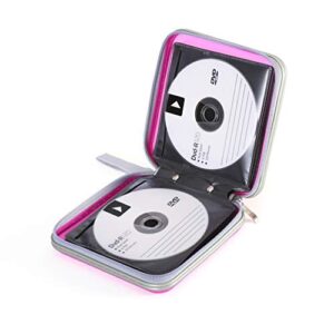 Home Wing 30 Capaity CD/DVD Storage Case DVD Holder Portable DVD Case for Car Trip CD/DVD Collection Kids Pink