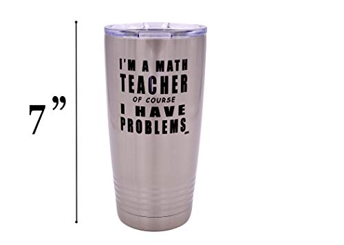 Rogue River Tactical Funny Math Teacher Problems Large 20 Ounce Stainless Steel Travel Tumbler Mug Cup w/Lid School Professor Teaching Educator Gift