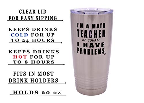 Rogue River Tactical Funny Math Teacher Problems Large 20 Ounce Stainless Steel Travel Tumbler Mug Cup w/Lid School Professor Teaching Educator Gift