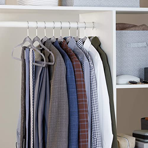 Amazon Basics Velvet Suit Hangers with Horizontal Bar, 50-Pack, Dark Gray