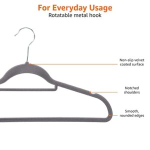 Amazon Basics Velvet Suit Hangers with Horizontal Bar, 50-Pack, Dark Gray