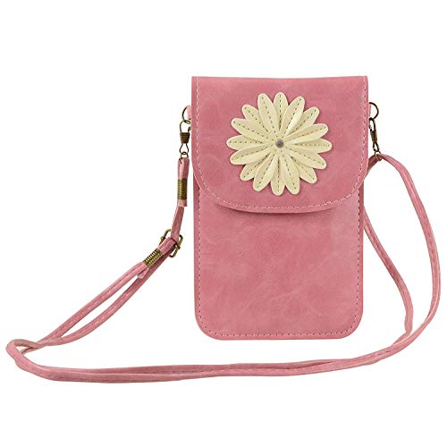 Touch Screen Cell Phone Purse Wallet Cute Small PU Leather Crossbody Bag for iPhone 11 XR XS Max 8 Plus 7 Plus, Galaxy Note10 A20 S10 Plus S9 Google Pixel 3a Xiaomi Mi 9T Redmi Note 6 Pro (Pink)