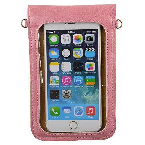 Touch Screen Cell Phone Purse Wallet Cute Small PU Leather Crossbody Bag for iPhone 11 XR XS Max 8 Plus 7 Plus, Galaxy Note10 A20 S10 Plus S9 Google Pixel 3a Xiaomi Mi 9T Redmi Note 6 Pro (Pink)