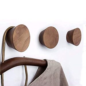 3 Piece Natural 3 PCS, Natural Wooden Coat Hooks, Wall Mount Single Hat Bag Hooks, Decorative Cone Hooks (Black walunt)