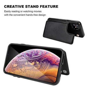 iPhone 11 Wallet Case with Card Holder,OT ONETOP PU Leather Kickstand Card Slots Case,Double Magnetic Clasp and Durable Shockproof Cover for iPhone 11 6.1 Inch(Black)