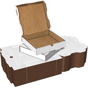 white cardboard pizza boxes, takeout containers - 10 x 10 pizza box size, corrugated, kraft – 50 pack