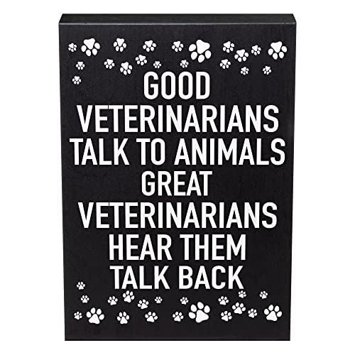 JennyGems Veterinarian Gifts Veterinary Gifts, Good Veterinarians Talk To Animals Great Veterinarians Hear Them Talk Back Wooden Sign for Shelf or Wall Hanging, Made in USA