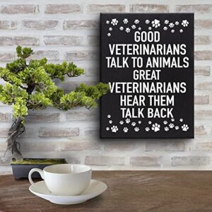 JennyGems Veterinarian Gifts Veterinary Gifts, Good Veterinarians Talk To Animals Great Veterinarians Hear Them Talk Back Wooden Sign for Shelf or Wall Hanging, Made in USA