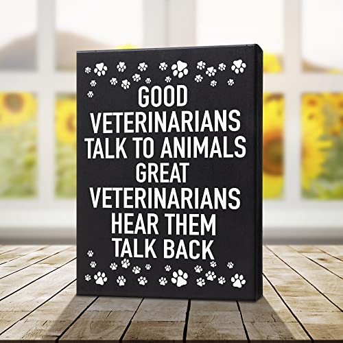 JennyGems Veterinarian Gifts Veterinary Gifts, Good Veterinarians Talk To Animals Great Veterinarians Hear Them Talk Back Wooden Sign for Shelf or Wall Hanging, Made in USA