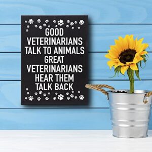 JennyGems Veterinarian Gifts Veterinary Gifts, Good Veterinarians Talk To Animals Great Veterinarians Hear Them Talk Back Wooden Sign for Shelf or Wall Hanging, Made in USA