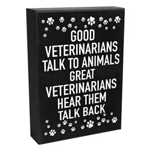 JennyGems Veterinarian Gifts Veterinary Gifts, Good Veterinarians Talk To Animals Great Veterinarians Hear Them Talk Back Wooden Sign for Shelf or Wall Hanging, Made in USA