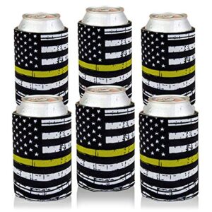 can cooler sleeves usa thin yellow line flag can coolies bulk drink beer can insulator covers collapsible can wraps 6pc