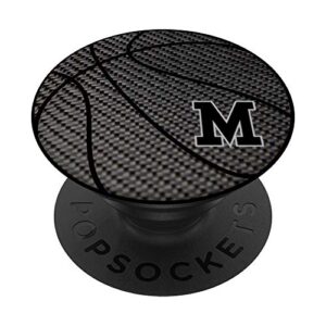 basketball letter m black phone stand, initial m for men popsockets popgrip: swappable grip for phones & tablets