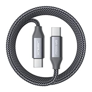 JSAUX USB-C to USB-C Cable 100W 10ft 5A Super Fast Type-C Charging Cord Compatible for MacBook Pro 2022 M2/Mac-Book Air 2021 iPad Pro 12.9 11 Air 5 Samsung Galaxy S22 Pixel 7 6 Switch Steam Deck Grey