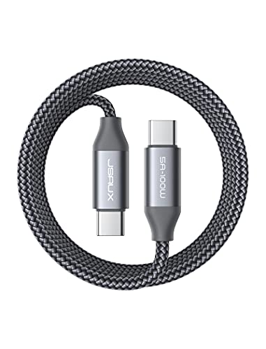 JSAUX USB-C to USB-C Cable 100W 10ft 5A Super Fast Type-C Charging Cord Compatible for MacBook Pro 2022 M2/Mac-Book Air 2021 iPad Pro 12.9 11 Air 5 Samsung Galaxy S22 Pixel 7 6 Switch Steam Deck Grey