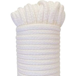 HOUERT Clothesline Rope, 3/16Inch X 100FT, Retracting Outdoors All-Purpose Rope for Laundry Line Dryer (1 Solid Rope, White)