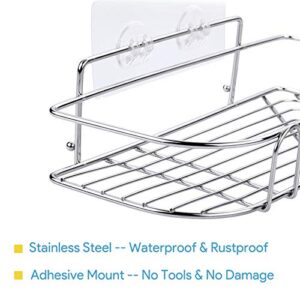 LAIGOO Adhesive Corner Shower Caddy Hanging, SUS304 Stainless Steel, No Rust Bathroom Shelves Wall Mounted Shower Shelf for Shower Organizer/Bathroom Organizer and Storage, 2 Pack