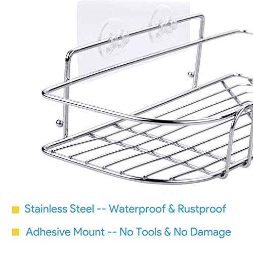 LAIGOO Adhesive Corner Shower Caddy Hanging, SUS304 Stainless Steel, No Rust Bathroom Shelves Wall Mounted Shower Shelf for Shower Organizer/Bathroom Organizer and Storage, 2 Pack