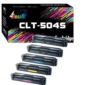 4benefit 5 pack compatible replacement 504s clt-504s toner cartridge clt504s made for c1810w c1860fw clp-415nw clp-470 clp-475 clx-4195fn 4195fw printer [2-black,1-cyan,1-yellow,1-magenta]