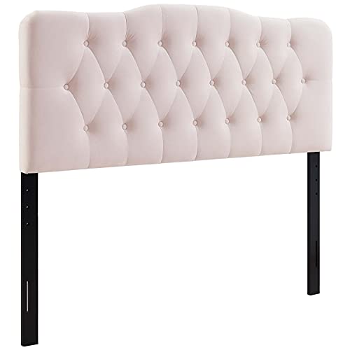 Modway Annabel Diamond Tufted Performance Velvet Full Headboard in Pink