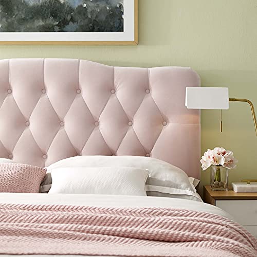 Modway Annabel Diamond Tufted Performance Velvet Full Headboard in Pink