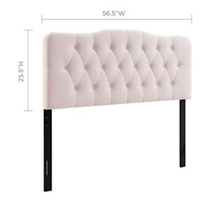 Modway Annabel Diamond Tufted Performance Velvet Full Headboard in Pink