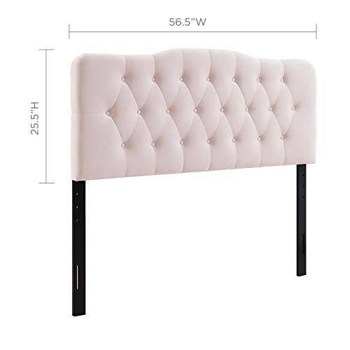 Modway Annabel Diamond Tufted Performance Velvet Full Headboard in Pink