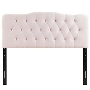 Modway Annabel Diamond Tufted Performance Velvet Full Headboard in Pink