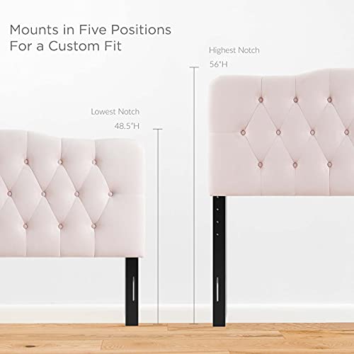 Modway Annabel Diamond Tufted Performance Velvet Full Headboard in Pink