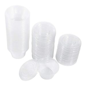 plastic cups,round meal prep containers disposable sauce cup, salad dressing containers for sauce condiment snack souffle and salsa pack of 50 (2oz)