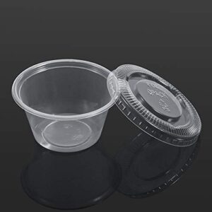 Plastic Cups,round Meal Prep Containers Disposable Sauce Cup, Salad Dressing Containers For Sauce Condiment Snack Souffle And Salsa Pack Of 50 (2oz)