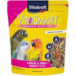 vitakraft vita smart gourmet conure food - vitamin-fortified - daily pet bird food for conures and small parrots