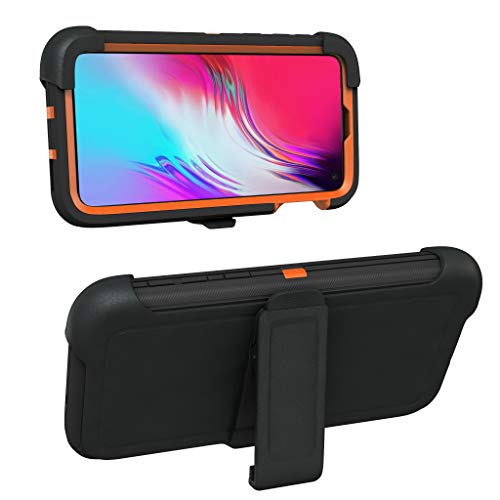 ToughBox Galaxy S10E Case, [Armor Series] [Shock Proof] [Black | Orange] for Samsung Galaxy S10E Case [Comes with Holster & Belt Clip] [Fits OtterBox Defender Series Belt Clip for S 10E Phone Cover]