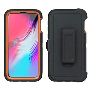 ToughBox Galaxy S10E Case, [Armor Series] [Shock Proof] [Black | Orange] for Samsung Galaxy S10E Case [Comes with Holster & Belt Clip] [Fits OtterBox Defender Series Belt Clip for S 10E Phone Cover]