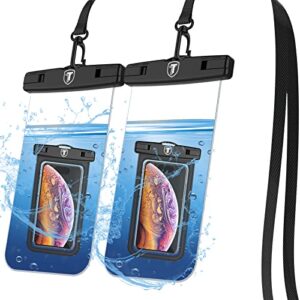tiflook waterproof pouch phone dry bag underwater case for lg stylo 6 5 4 velvet wing k51 k92 k31 v60 v50 v40 g8 g7 journey reflect phone pouch for beach with lanyard neck strap, clear (2 pack)