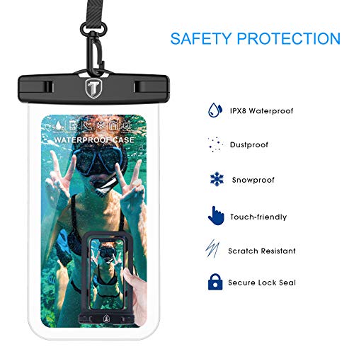Tiflook Waterproof Pouch Phone Dry Bag Underwater Case for LG Stylo 6 5 4 Velvet Wing K51 K92 K31 V60 V50 V40 G8 G7 Journey Reflect Phone Pouch for Beach with Lanyard Neck Strap, Clear (2 Pack)