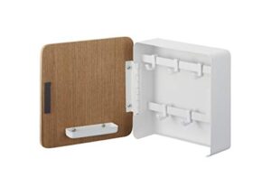 yamazaki home square magnetic cabinet accented keychain organizer | steel + wood | key storage, one size, ash