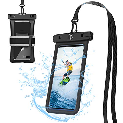 Tiflook Floating Waterproof Phone Pouch with Lanyard Armband Dry Bag Holder Underwater Case for Samsung Galaxy S21 S20 S10e S10 S9 S8 Note 20 Ultra Note 10 Plus A12 A32 A52 A02S A11 A21 A51 A71, Black