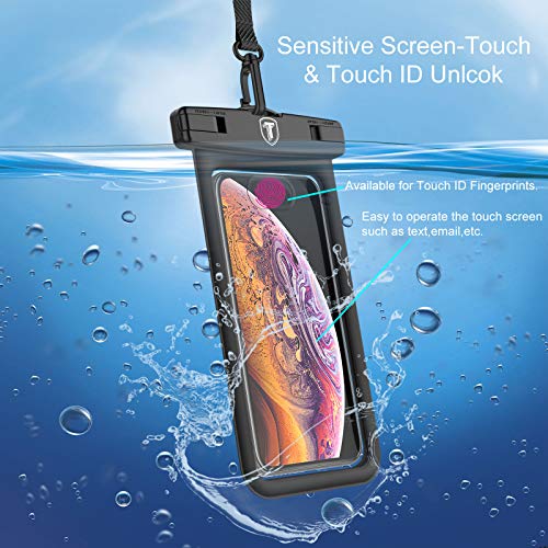 Tiflook Floating Waterproof Phone Pouch with Lanyard Armband Dry Bag Holder Underwater Case for Samsung Galaxy S21 S20 S10e S10 S9 S8 Note 20 Ultra Note 10 Plus A12 A32 A52 A02S A11 A21 A51 A71, Black