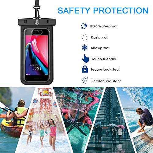 Tiflook Floating Waterproof Phone Pouch with Lanyard Armband Dry Bag Holder Underwater Case for Samsung Galaxy S21 S20 S10e S10 S9 S8 Note 20 Ultra Note 10 Plus A12 A32 A52 A02S A11 A21 A51 A71, Black