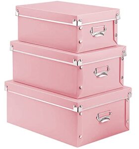 xuchun file storage boxes, foldable storage bins with lid 3 in 1 set, press-stud fastening, moisture-proof, space saving storage, storage box for photoes, toys, files, closets