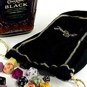 Crown Royal Black Bag w/Gold Drawstring Storage Gift Bag Shiftboot Carrying Dice or Games Fabric for Sewing