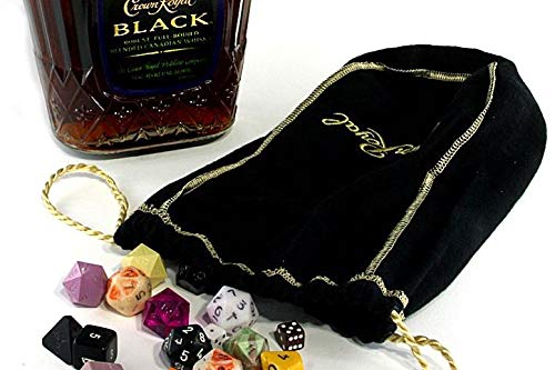 Crown Royal Black Bag w/Gold Drawstring Storage Gift Bag Shiftboot Carrying Dice or Games Fabric for Sewing