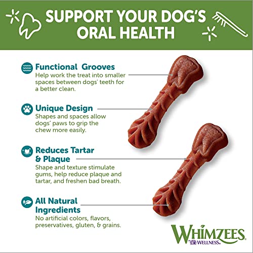 WHIMZEES Natural Grain Free Daily Dental Dog Treats, Brushzees, Extra Small, Bag of 28