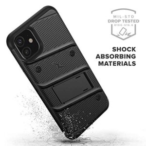 ZIZO Bolt Series iPhone 11 Case - Heavy-Duty Military-Grade Drop Protection w/Kickstand Included Belt Clip Holster Tempered Glass Lanyard - Black