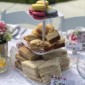 2pcs 3 Tier Dessert Stands Fruit Plates for Wedding Baby Shower Birthday/Tea Party (2pcs Square)