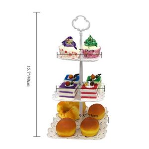 2pcs 3 Tier Dessert Stands Fruit Plates for Wedding Baby Shower Birthday/Tea Party (2pcs Square)