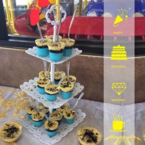 2pcs 3 Tier Dessert Stands Fruit Plates for Wedding Baby Shower Birthday/Tea Party (2pcs Square)