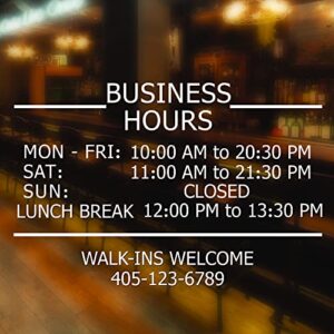 LOKAUS Professional Business Hours Sign Sticker Kit, Large Size Do It Yourself Hours Sign for Business, No Background Hour Customisable White Glass Window Sticker for Operation Sign, Outside Store Hours Vinyl Window Stickers.